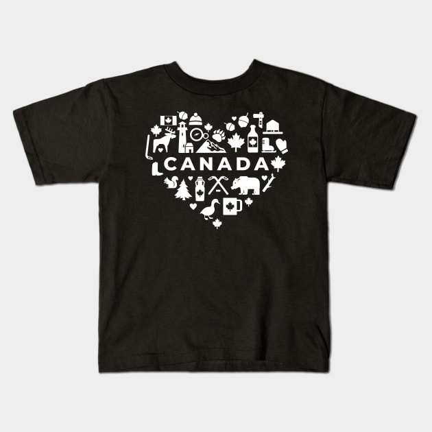 Canada White Heart Kids T-Shirt by SunburstGeo